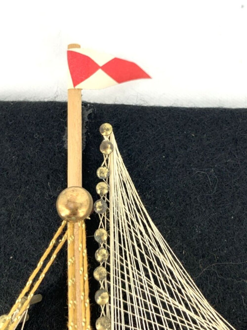 3D String Art Nail Sail Boat Ship Wall Wood Brass Felt 12 x 9" MCM - Picture 8 of 8